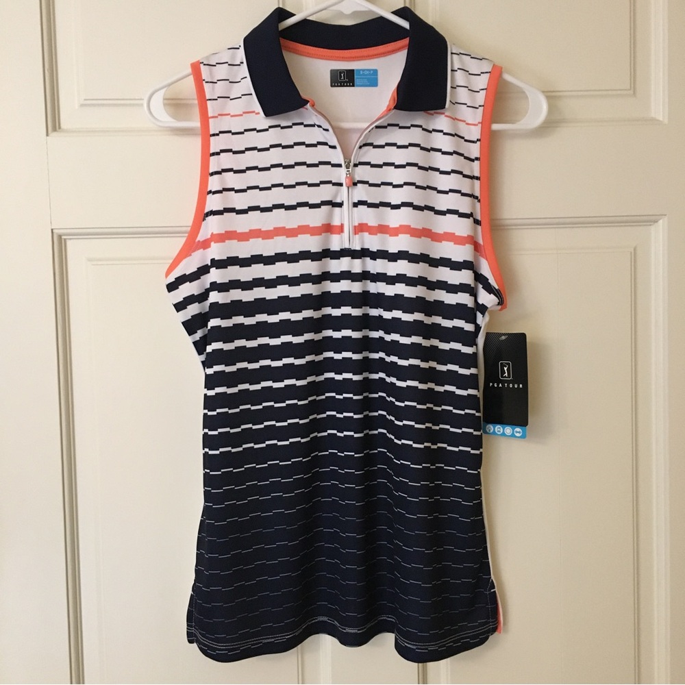 NEW PGA Tour (S) Golf Shirt Tank Top 1/4 Zip Sleeveless Collared Athleisure Wear